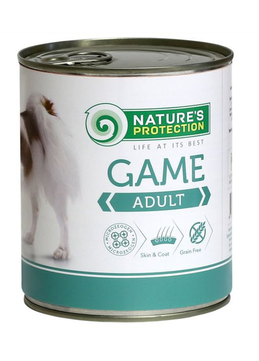 Влажный корм для взрослых собак всех пород с дичью Adult Game 800г Nature's Protection (361259511)