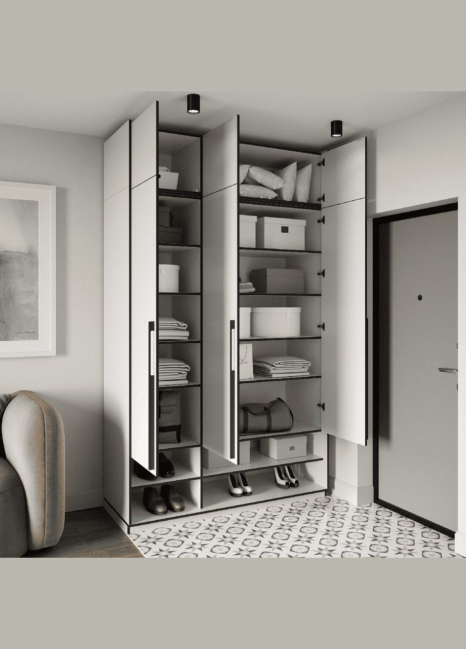 Шкаф распашный с полками на 3 двери и антресолью R-0005 от MORELI (335423456)