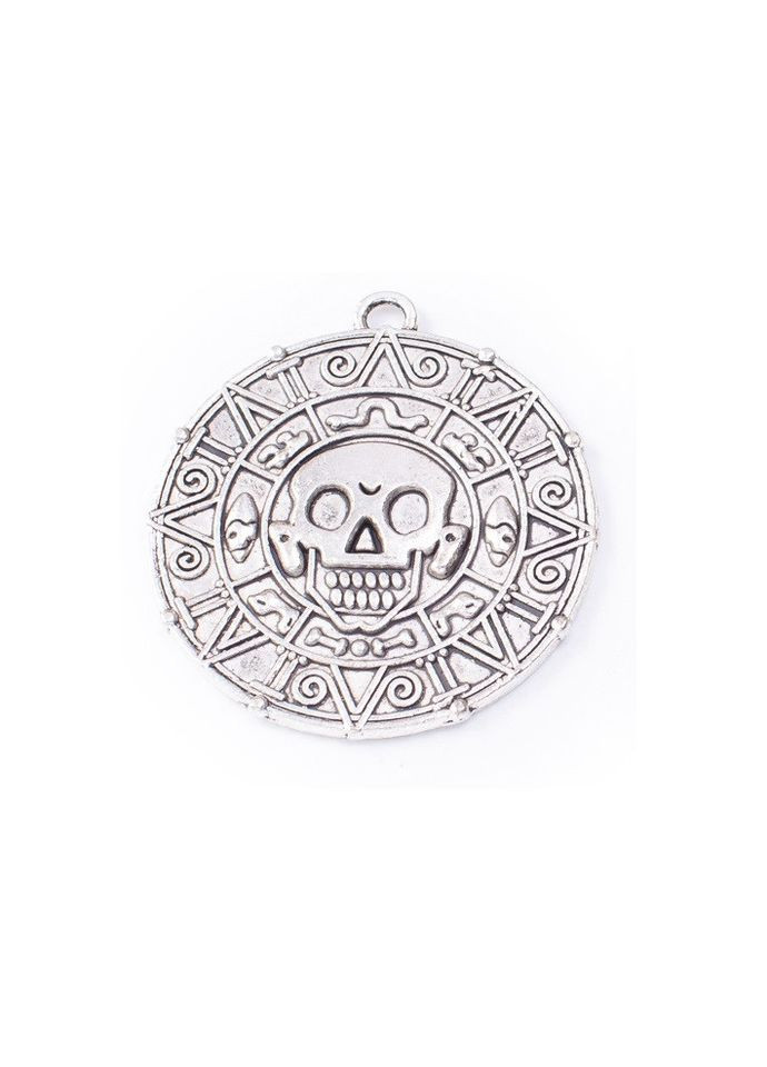 Підвіска металева Кулон шарм гроші піратів піастри череп Античне срібло 43 мм x 39 мм х 3 мм Finding (316251376)