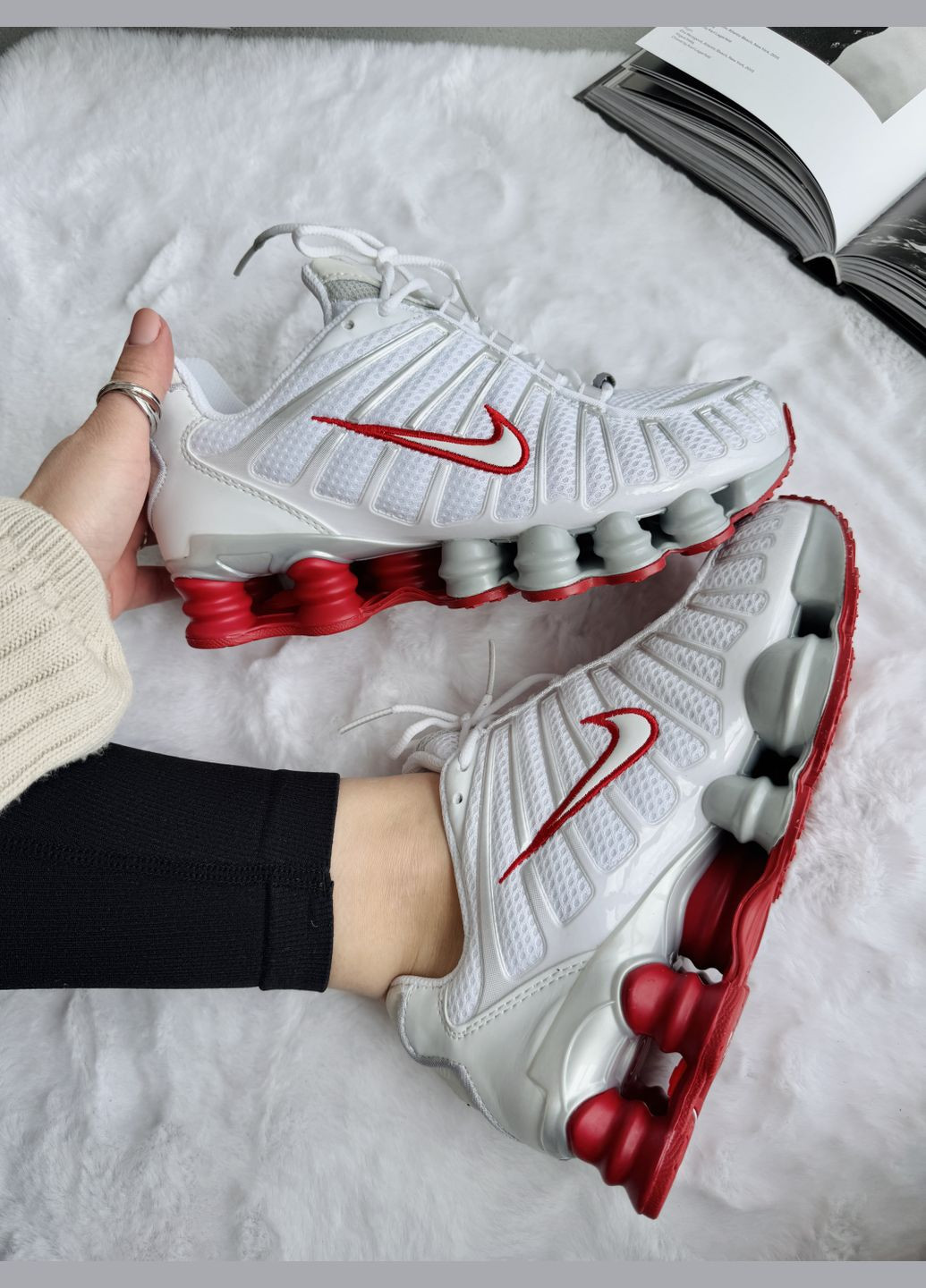 Кроссовки женские и мужские Nike Shox TL White Red Grey | Найк Шокс ТЛ белые No Brand белые демисезоны (339775742)