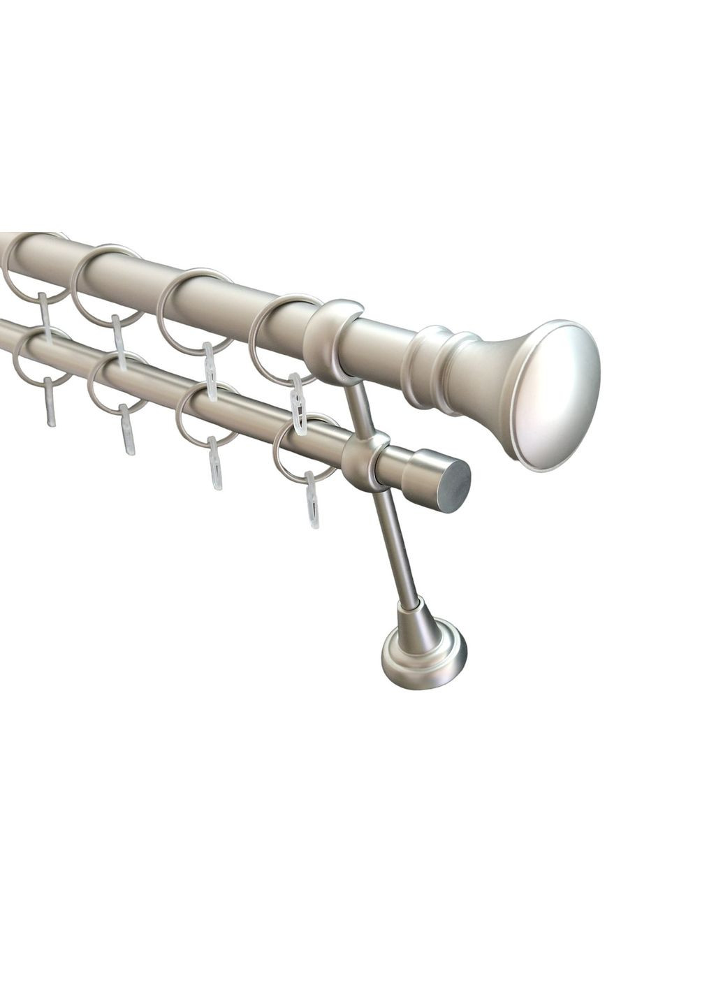 Карниз для штор Колозео металевий дворядний гладка труба кільце металеве сатин 25\19 мм 240см ORVIT (299334955)