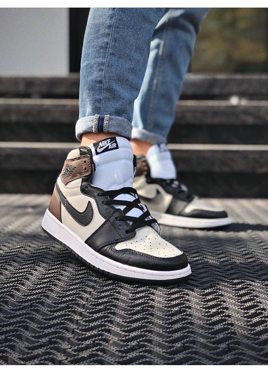 Черные зимние кроссовки мужские nike air jordan 1 high dark mocha найк аид джордан No Brand