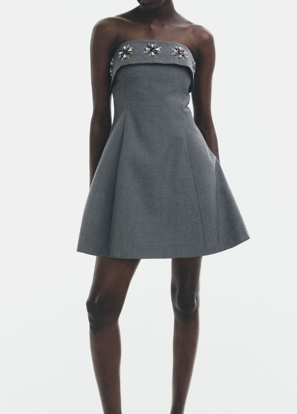 Серое платье H&M однотонное