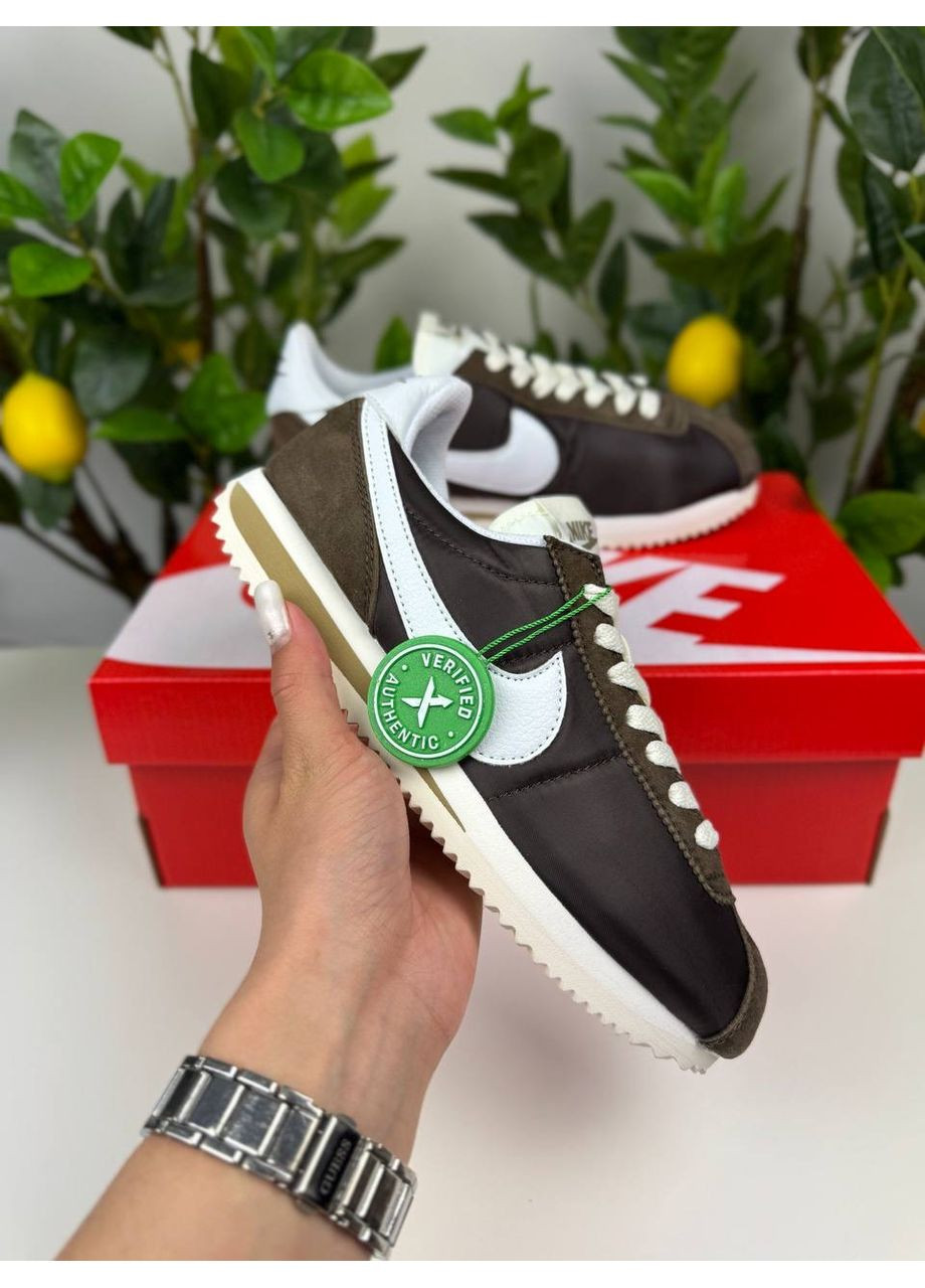 КРОСІВКИ ЖІНОЧІ NIKE CORTEZ BROWN WHITE НАЙК КОРТЕЗ No Brand білі демісезони (367172999)