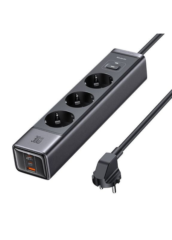 Сетевой фильтр 6in-1 30W GaN Surge Protection Power Strip (EU) Black McDodo (315137154)