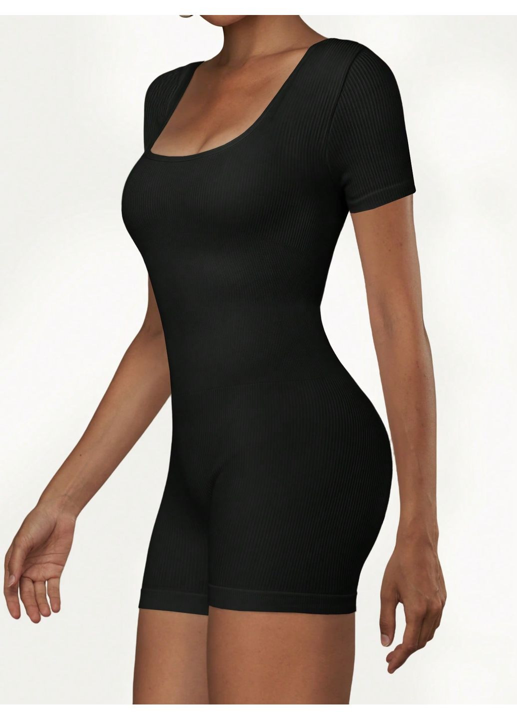 Комбинезон SHEIN однотонный чёрный спортивный