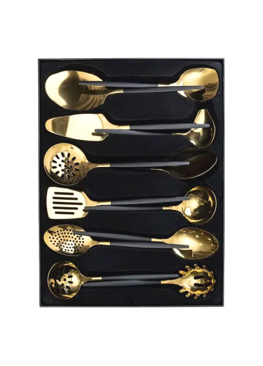 Набір кухонного приладдя 12 предметів із нержавіючої сталі золоті столові прилади для приготування та сервірування ProDobro (364189872)
