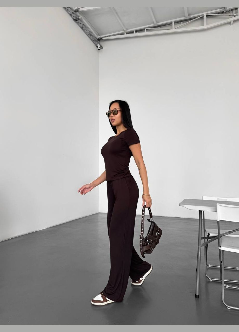 Женский легкий прогулочный костюм коричневого цвета 32719 Fashion (349462008)