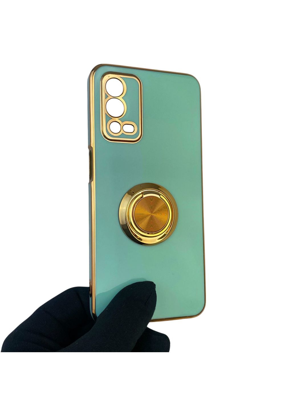 Чехол для A55 4G с кольцом-подставкой с золотой окантовкой на оппо а55 бирюзовый gs1 Oppo (366230257)