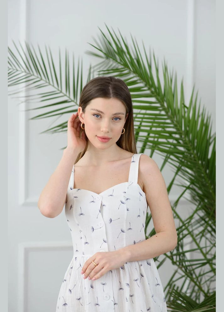 Комбінована сукня жіноча на бретелях біло-блакитна mkaz6251-2 Modna KAZKA