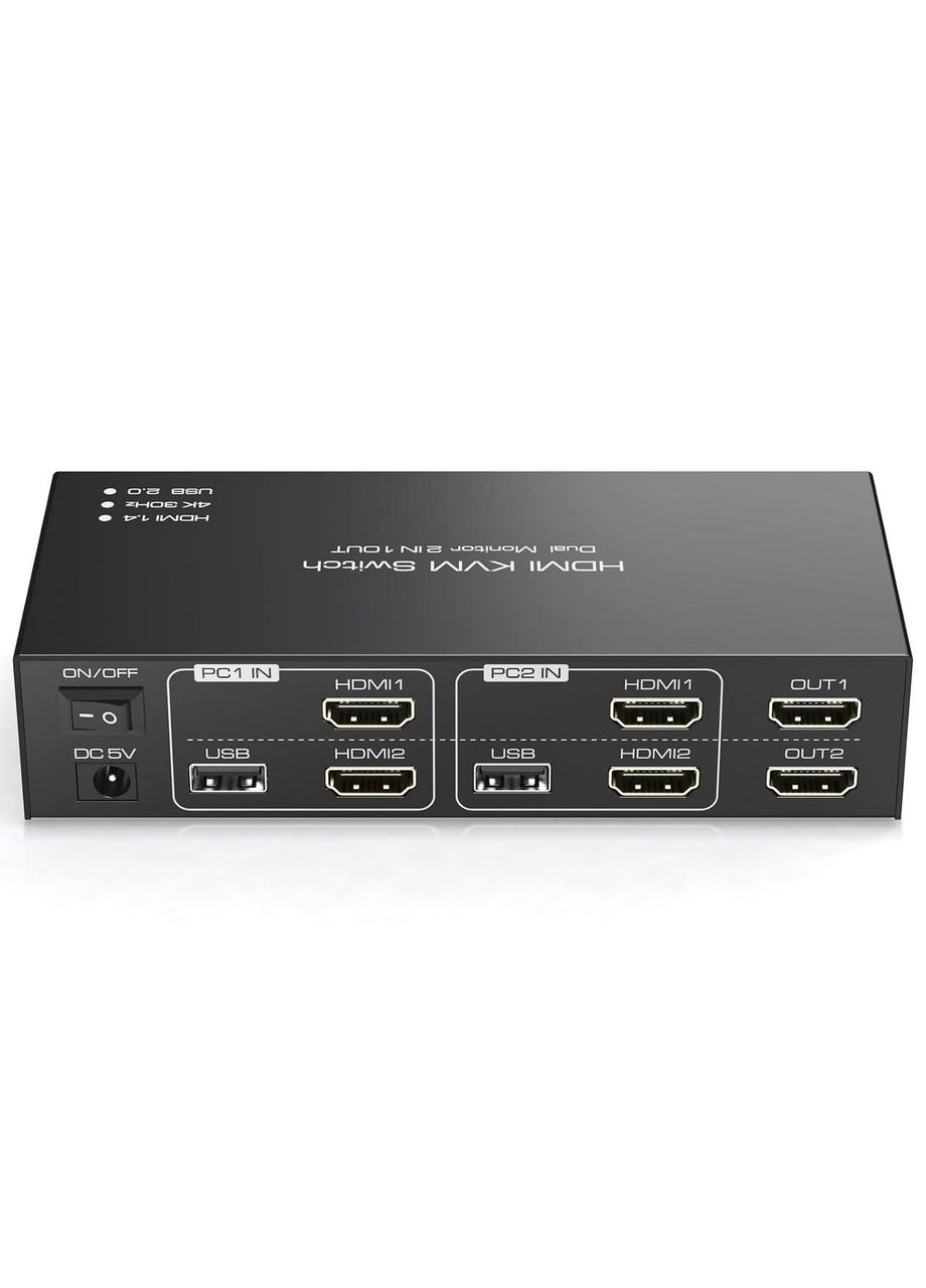 KVM-перемикач HDMI на 2 монітори TJCXELE, для 2 ПК, 2 ноутбуки, 4K 30Гц, з USB 2.0, док-станція з пультом No Brand (359380440)