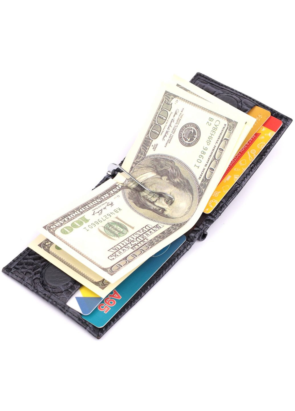 Практичный мужской кошелек-зажим из натуральной кожи 11х8х2 см Karya (315872504)