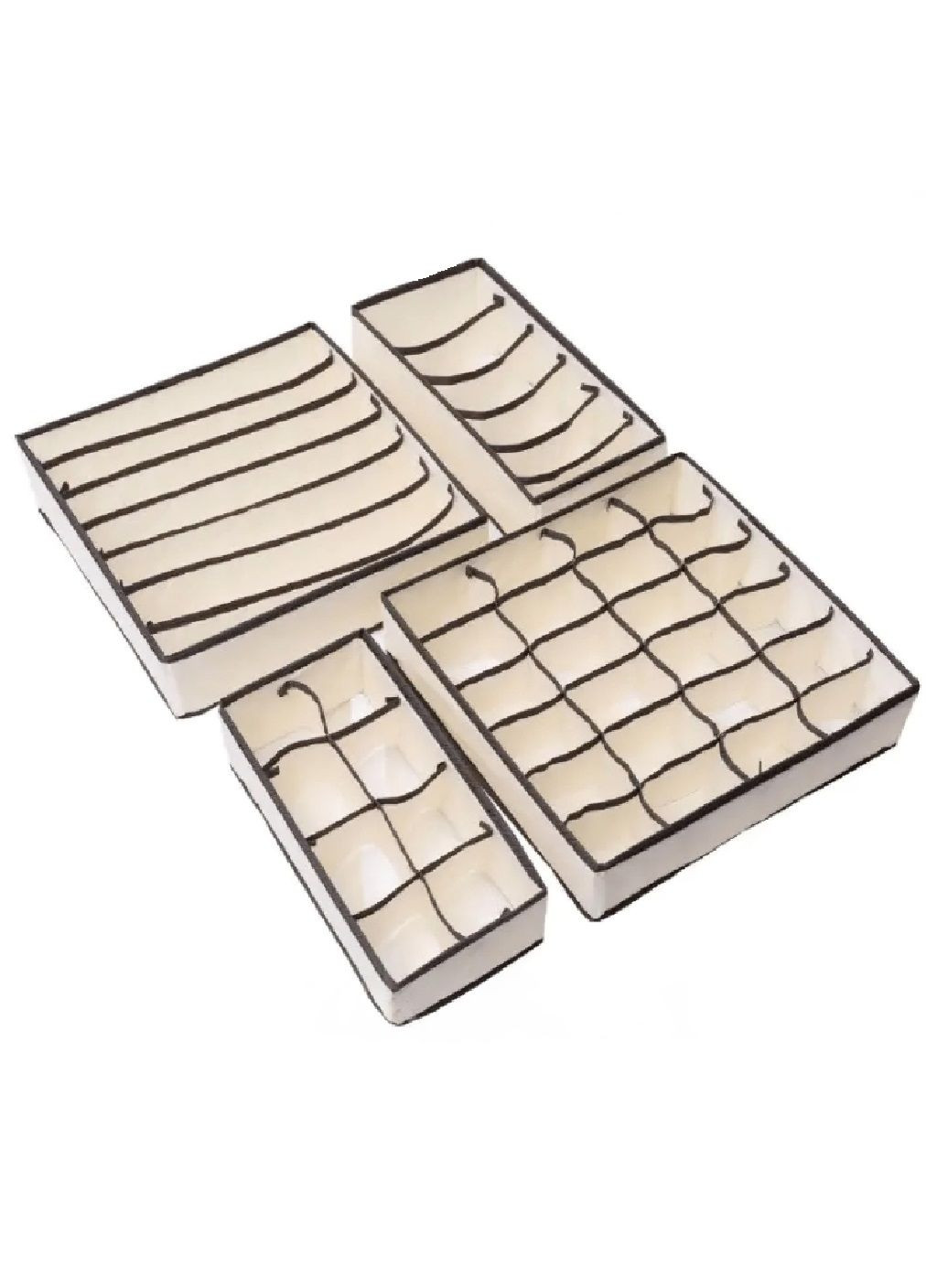 Комплект органайзерів з комірками для зберігання впорядкування білизни шкарпеток речей 4 види (478233-Prob) Бежево-коричневий Unbranded (303320283)