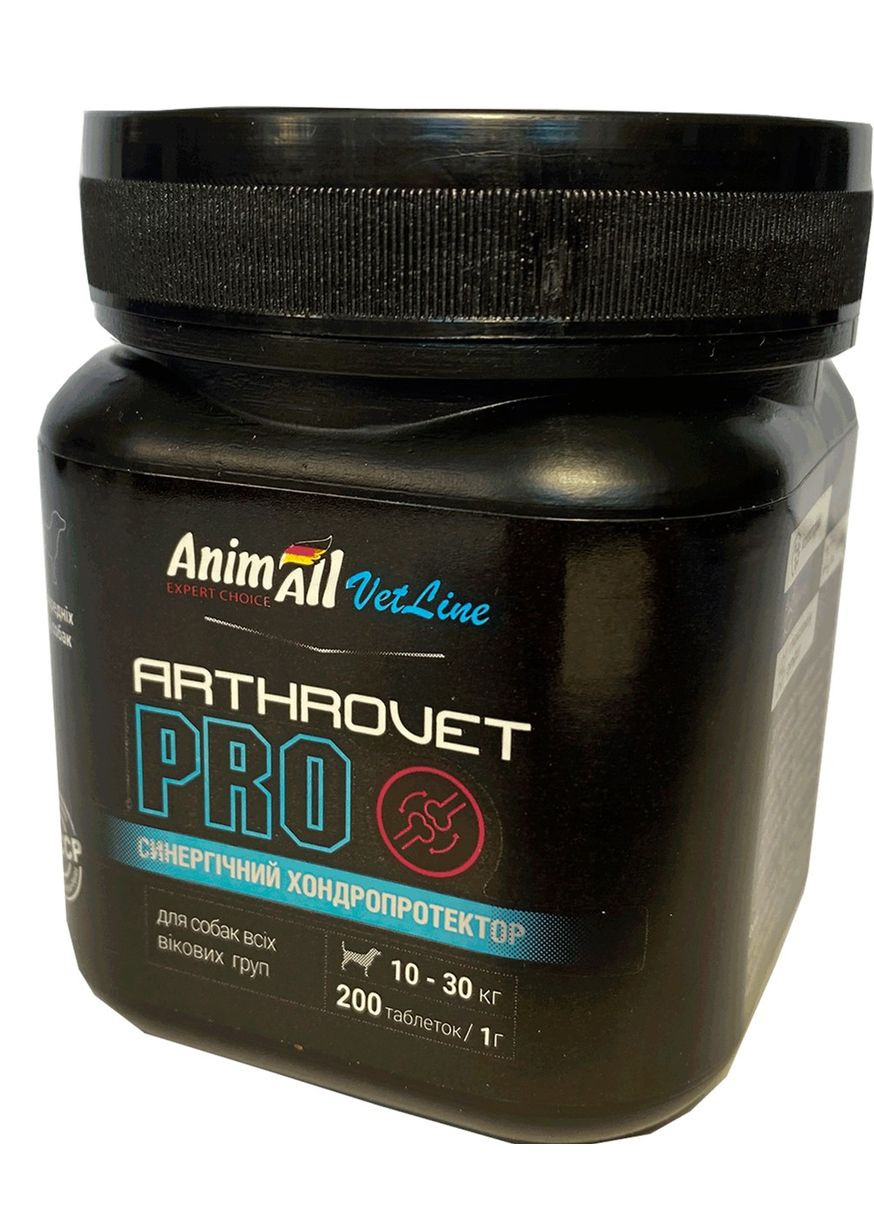 Витаминная примесь для средних пород собак VetLine Arthrovet PRO 1 г х 200 т (4820150205379) AnimAll (279573557)