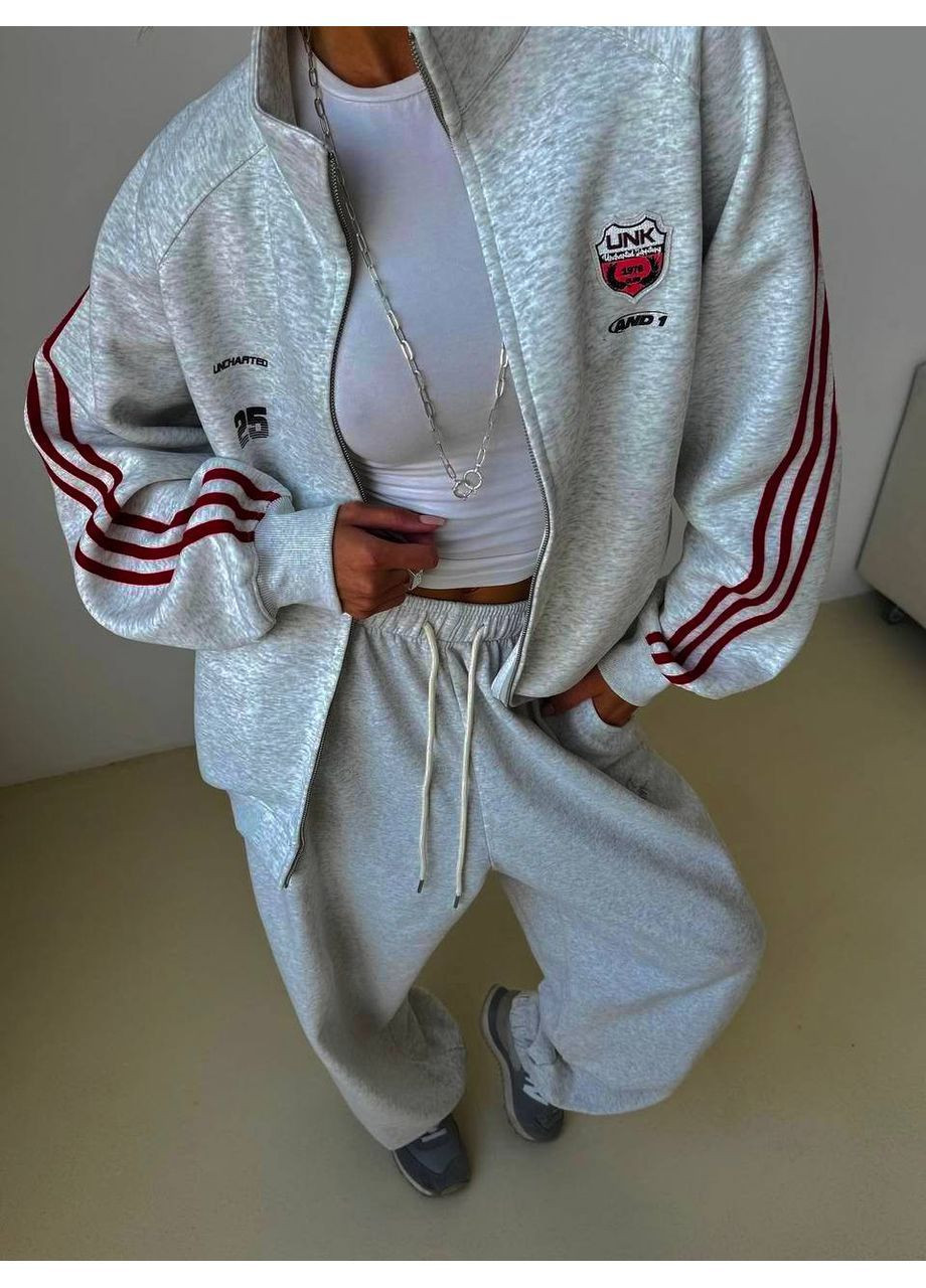 Костюм жіночий теплий на флісі оверсайз . З лампасами No Brand (366183695)