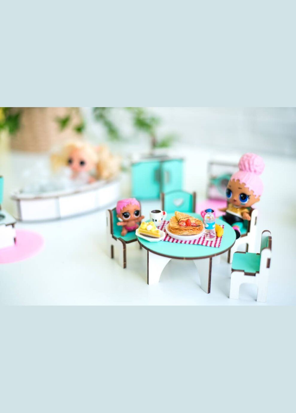 Набір лялькових меблів для Лол "Кухня+ванна" М'ятний (kml002m) NestWood (303633006)