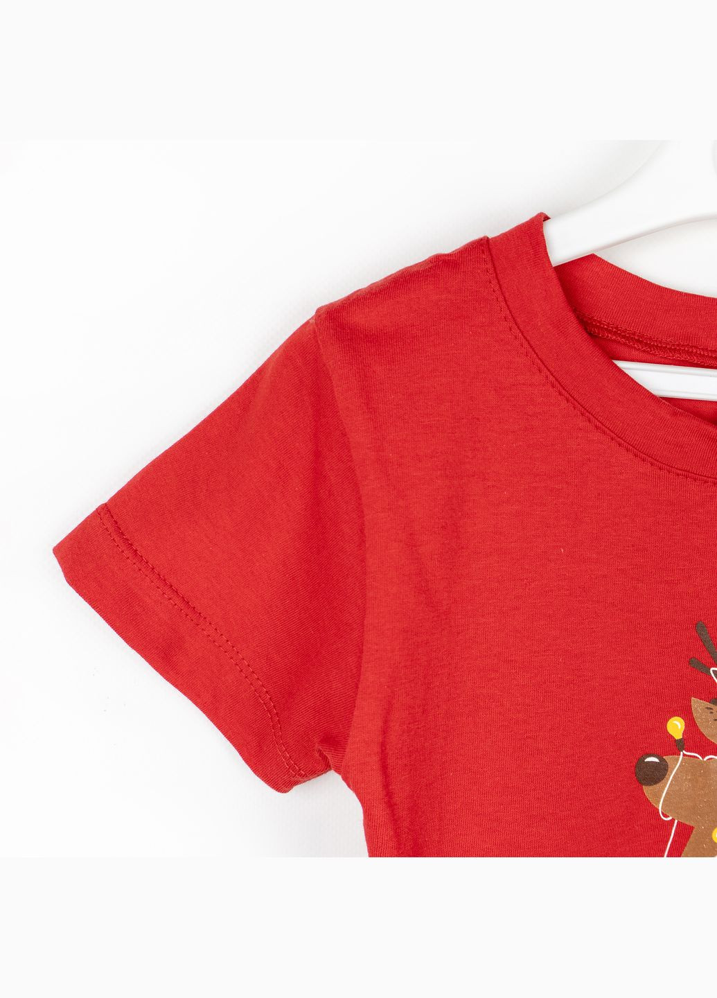 Червона демісезонна футболка дитяча новорічна з принтом оленя deer dexter's