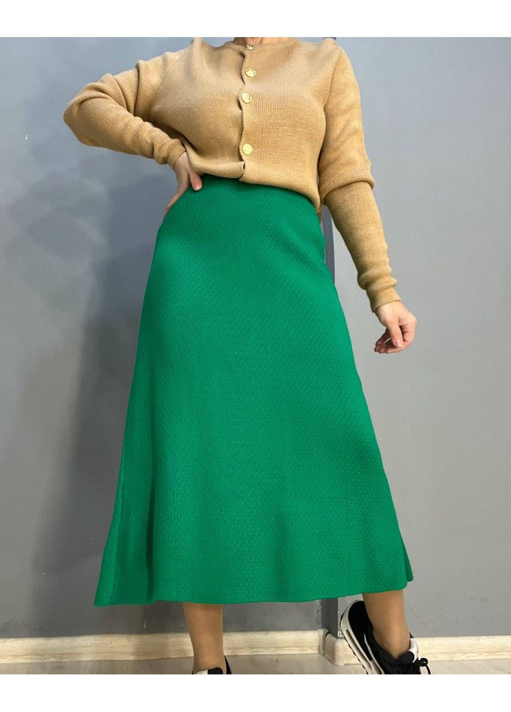 Зеленая юбка женская 2024402 трапеция косичка длинная one size My Fashion