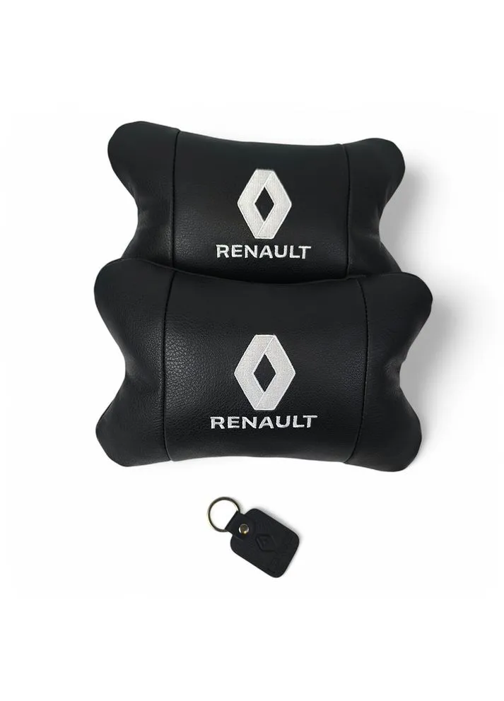 Набор подушек 2шт для авто Renault, натуральная кожа, на подголовник в машину с логотипом Рено No Brand (380281975)