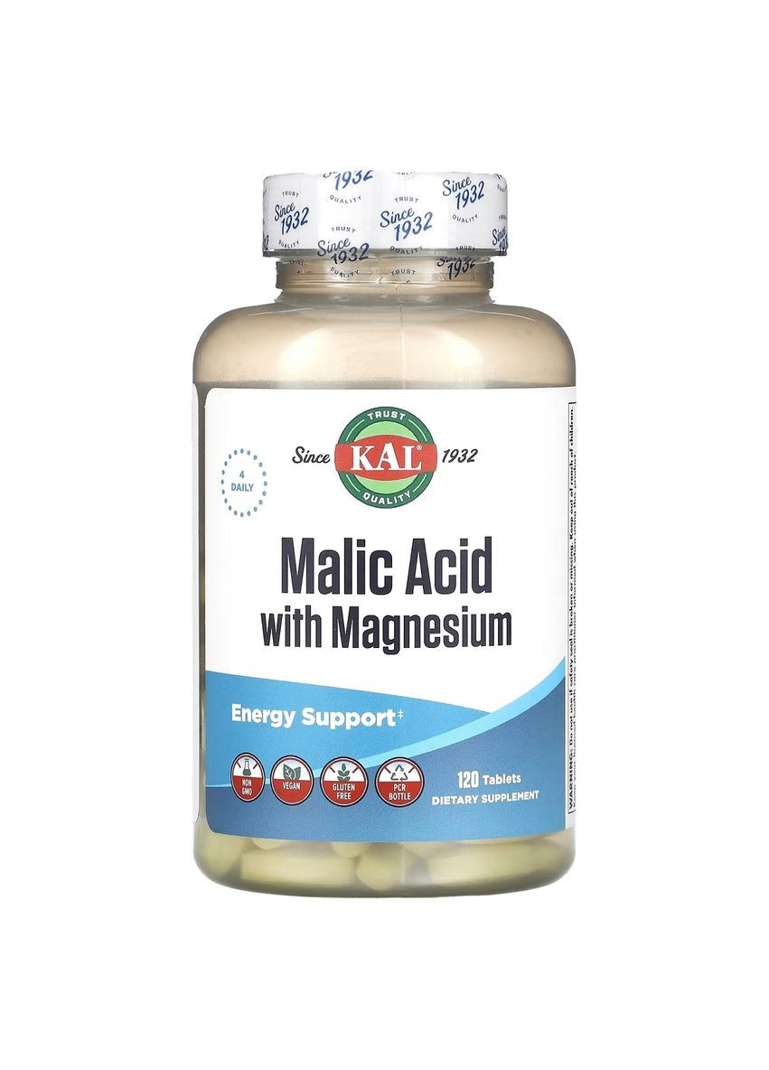Яблочная кислота и магний, Malic Acid with Magnesium, 120 таблеток KAL (322741264)