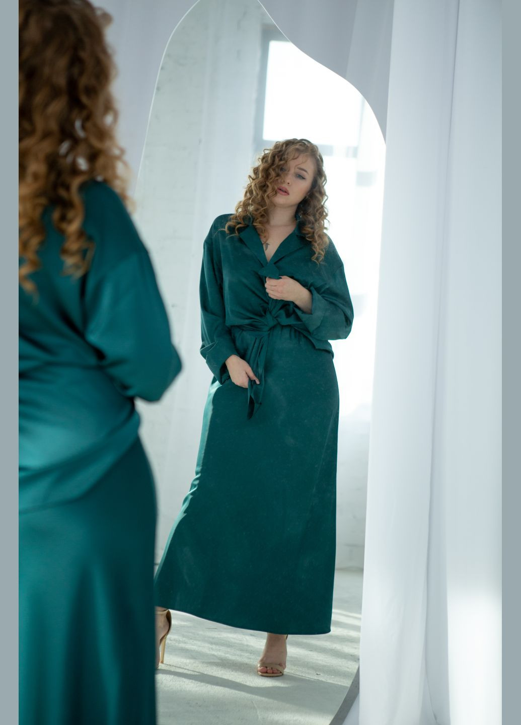 Темно-зеленая вечерний, кэжуал, повседневная, офисная, праздничный однотонная шелковая, элегантная юбка maxi Fayna колокол