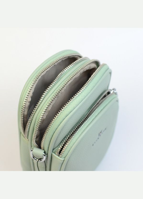 Зелена вертикальна жіноча міні сумочка крос боді для телефону на три відділення Alex&Mia (338182423)