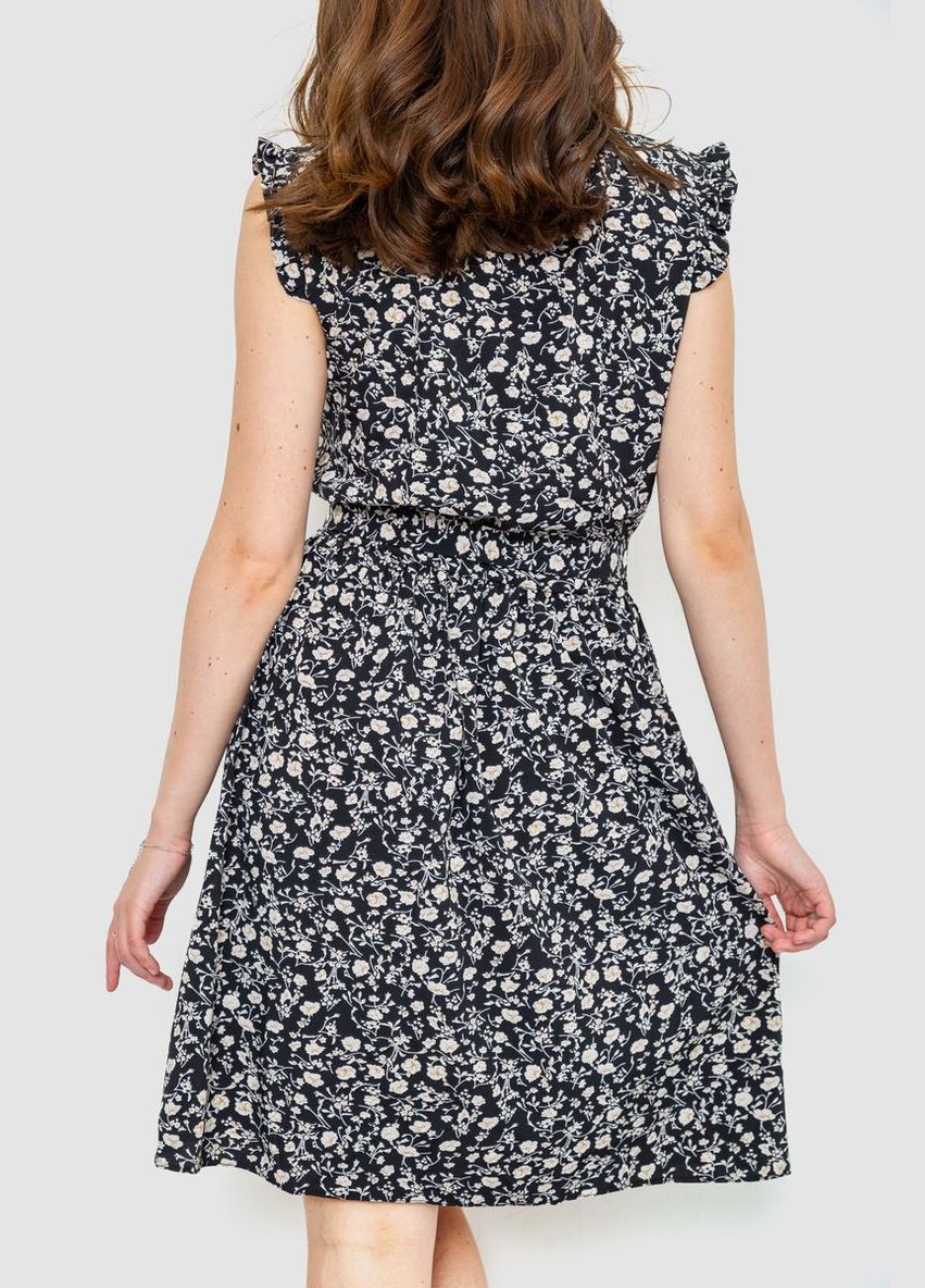 Комбінована сукня з квітковим принтом, колір бежево-чорний, Ager