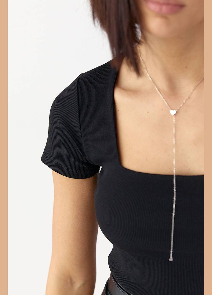 Футболка в рубчик з квадратним вирізом Lurex Футболка - (327088180)