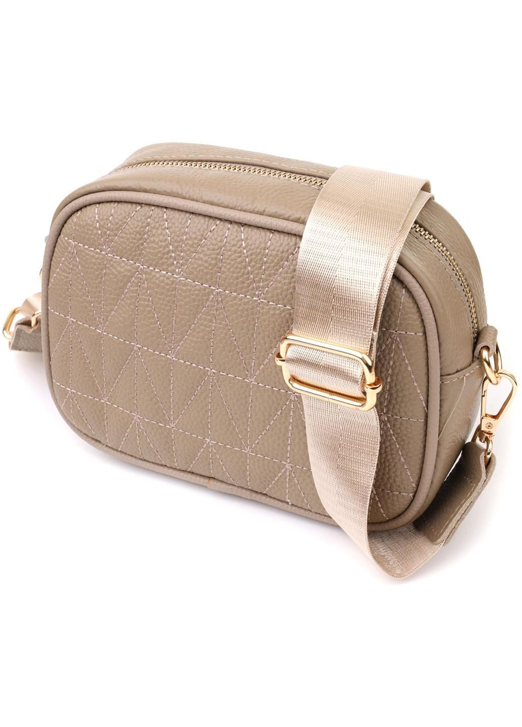 Сумка кросс-боди через плечо из натуральной кожи женская маленькая Бежевый 40304 Vintage (361970369)