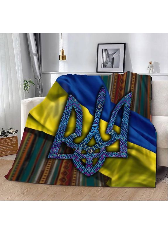 Плед плюшевий патріотичний 3D Герб з візерунком 160х200 см No Brand (358099748)