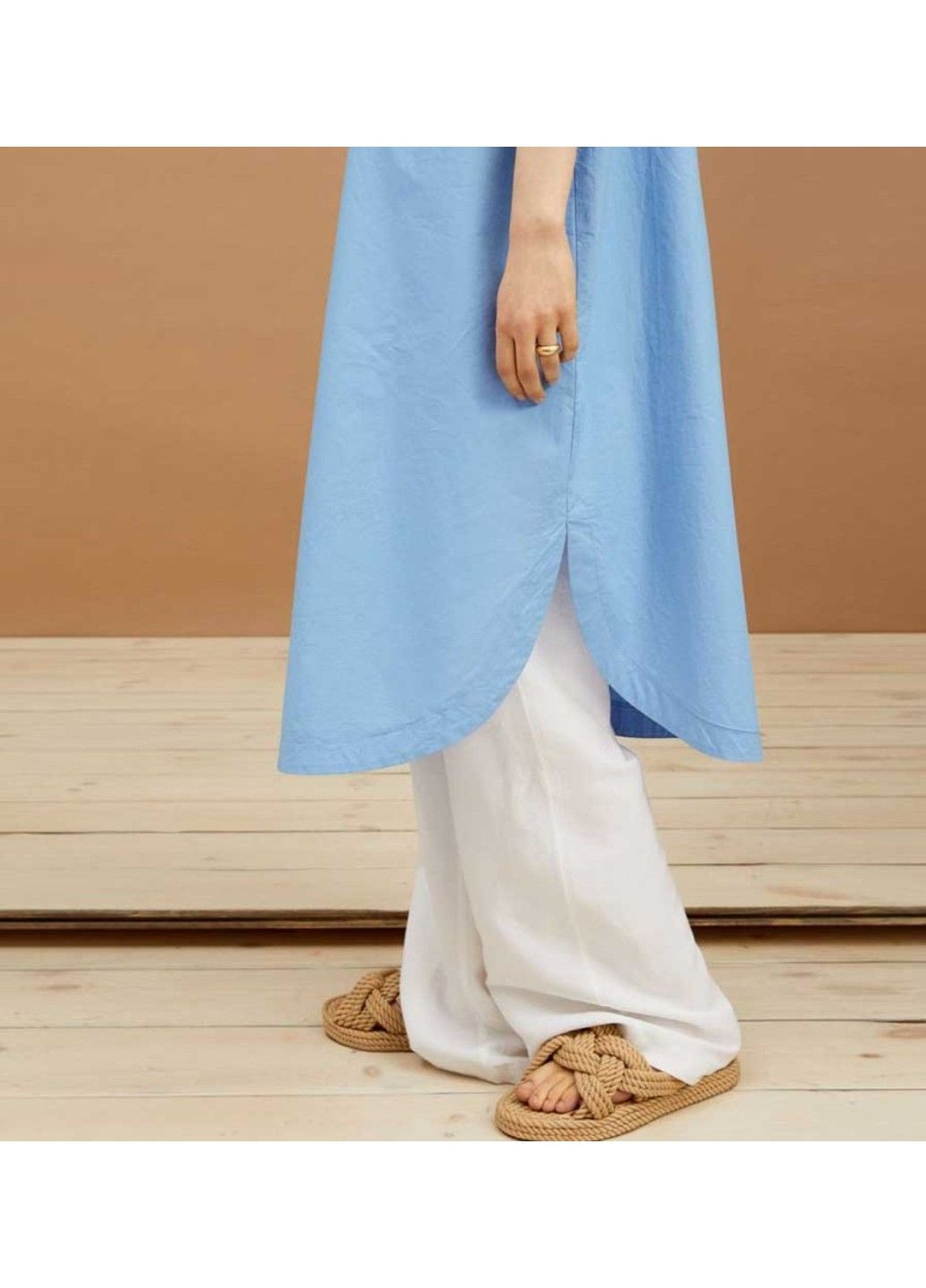 Блакитна повсякденний жіноча вільна сукня-сорочка без рукавів н&м (57197) s блакитна H&M