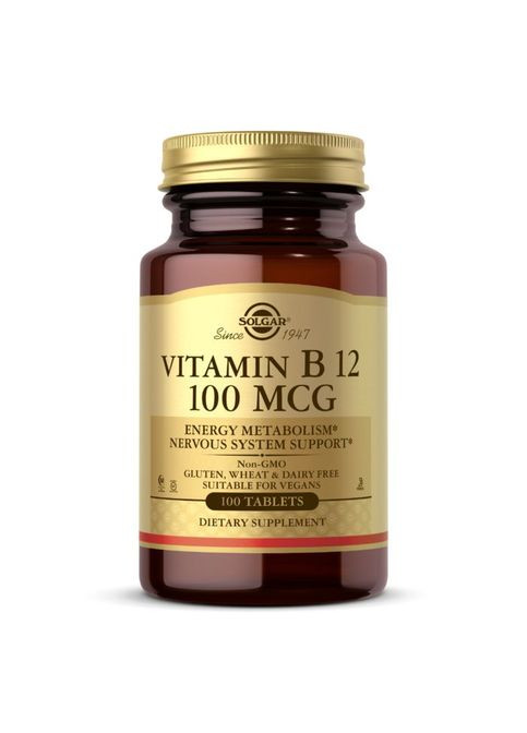 Вітаміни та мінерали Vitamin B12 100 mcg, 100 таблеток Solgar (322293170)