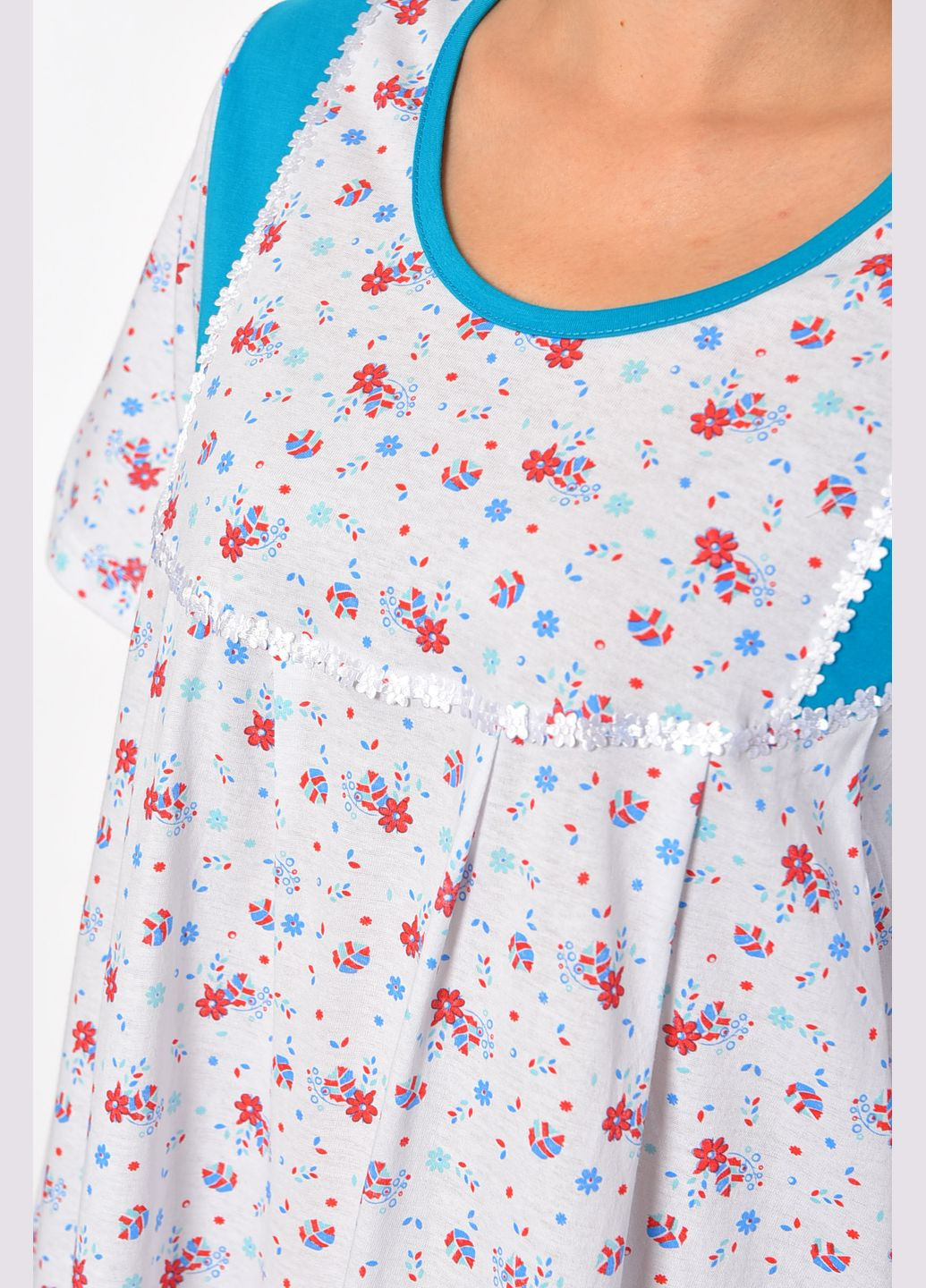 Нічна сорочка напівбатальна жіноча білого кольору з принтом Let's Shop (302489197)