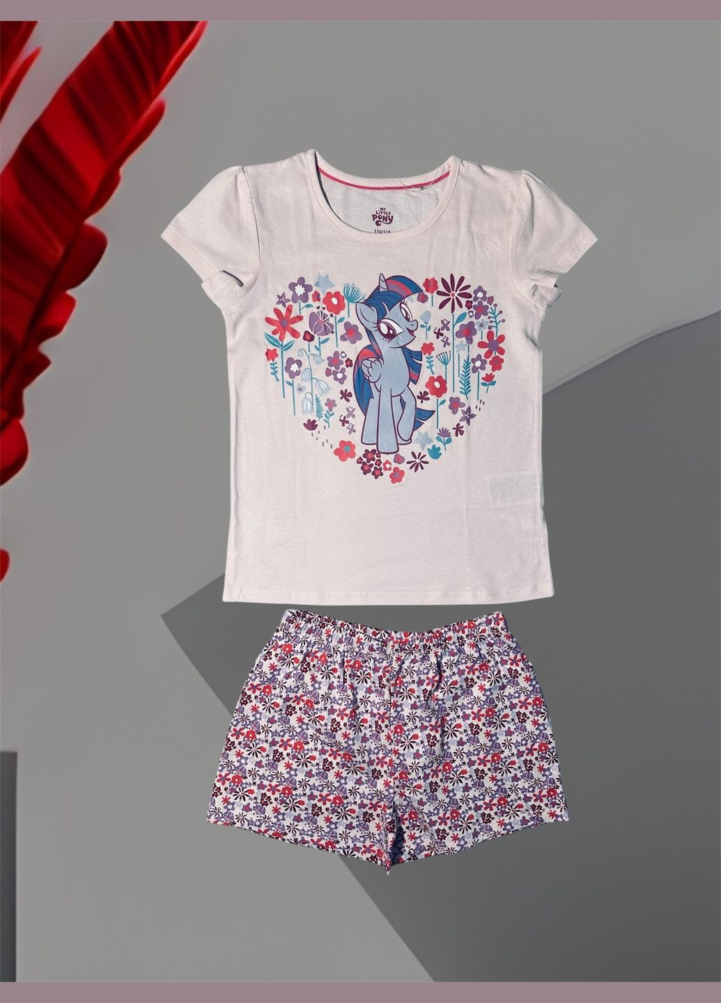 Рожево-лілова піжама футболка + шорти Little Pony