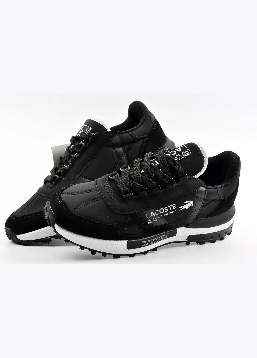 Чорно-білі Осінні чоловічі повсякденні кросівки lacoste No Brand