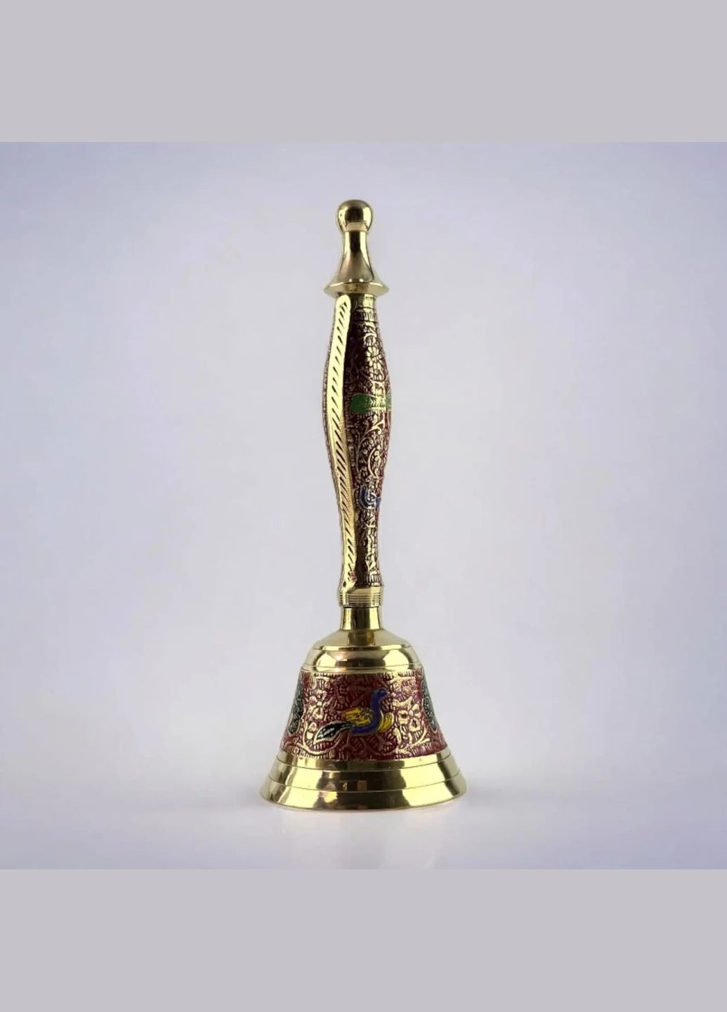 Дзвіночок з ручкою з малюнком бронзовий "Птахи на червоному тлі" (21,5х14х7,4 см) No Brand (316718145)