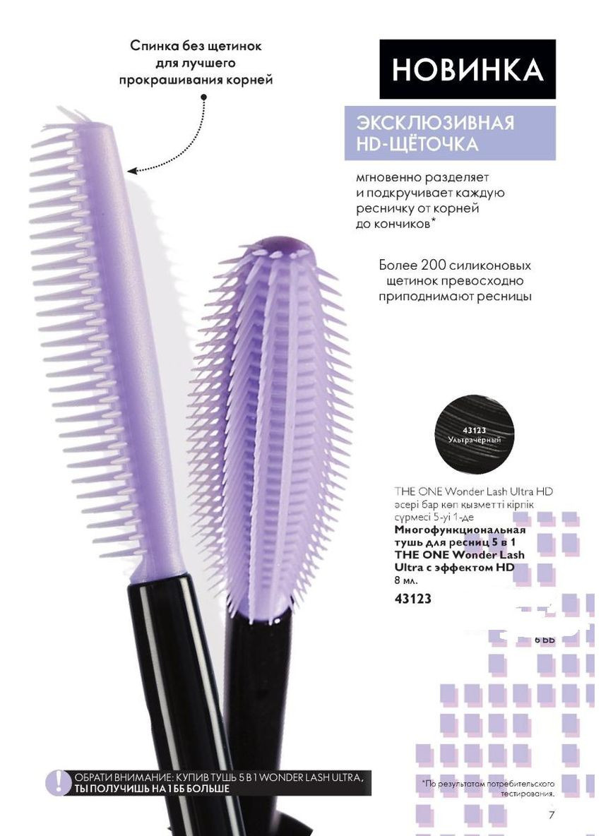 Туш з ефектом HD Багатофункціональна для вій 5 в 1 THE ONE Wonder Lash Ultra Орифлейм код 43123 Oriflame (370955404)