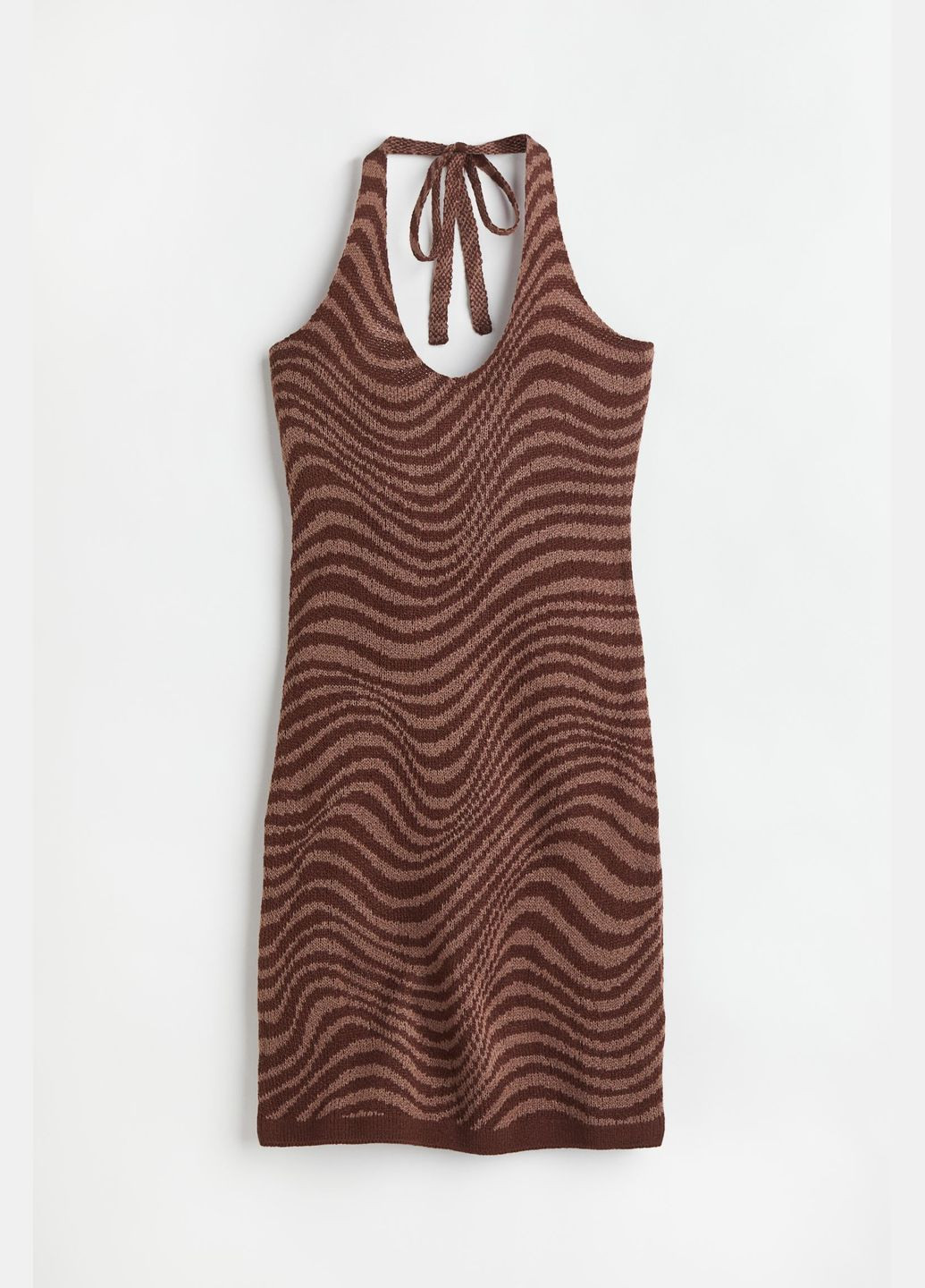 Коричневое повседневный платье H&M с абстрактным узором