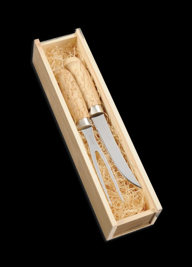 Набір ніж та виделка для смаження в дерев'яній подарунковій коробці Luxus Roast Set Marttiini (292324194)