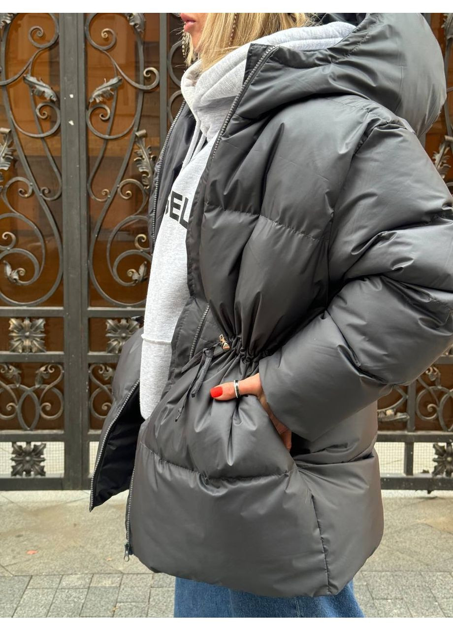 Чорна зимня жіноча тепла та стильна куртка для осені — заміри в описі куртка-пальто GD/GL Модний простір