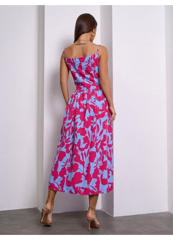 Комбінована сукня 15146 мультиколор ISSA PLUS однотонна