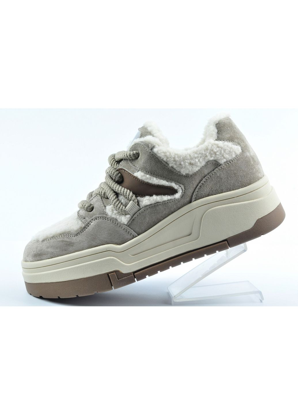 Кроссовки зимние женские 203387 ALLSY бежевые зима (355066522)