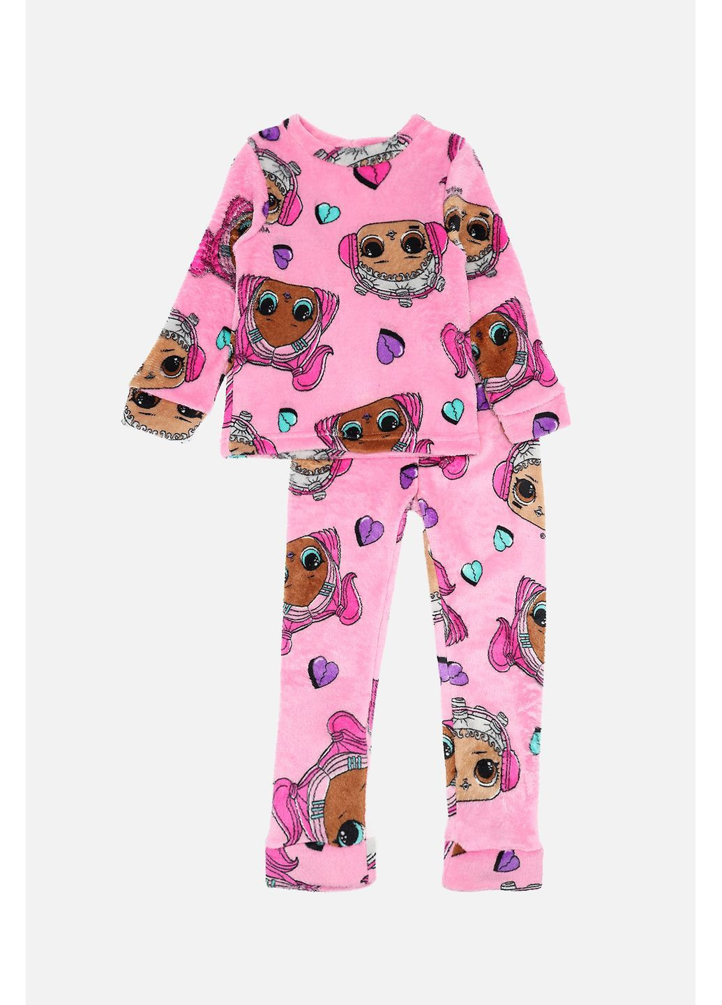 Розовая зимняя пижама с штанами для девочки цвет розовый цб-00286718 Kinderly