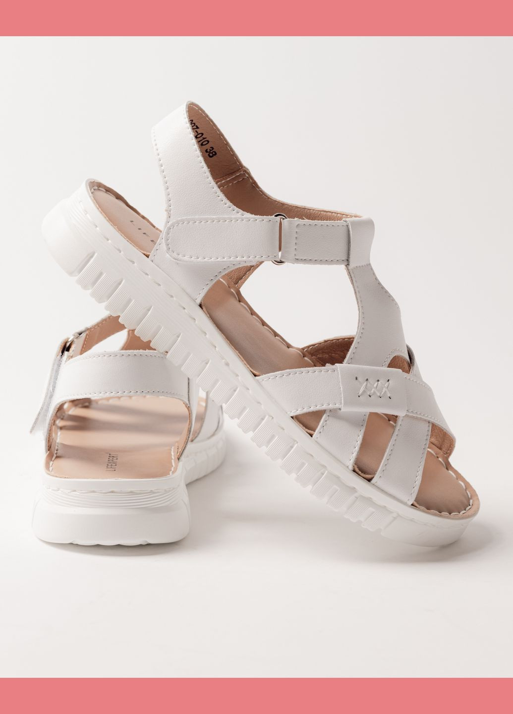 Белые босоножки на платформе белые кожа Lifexpert на липучке