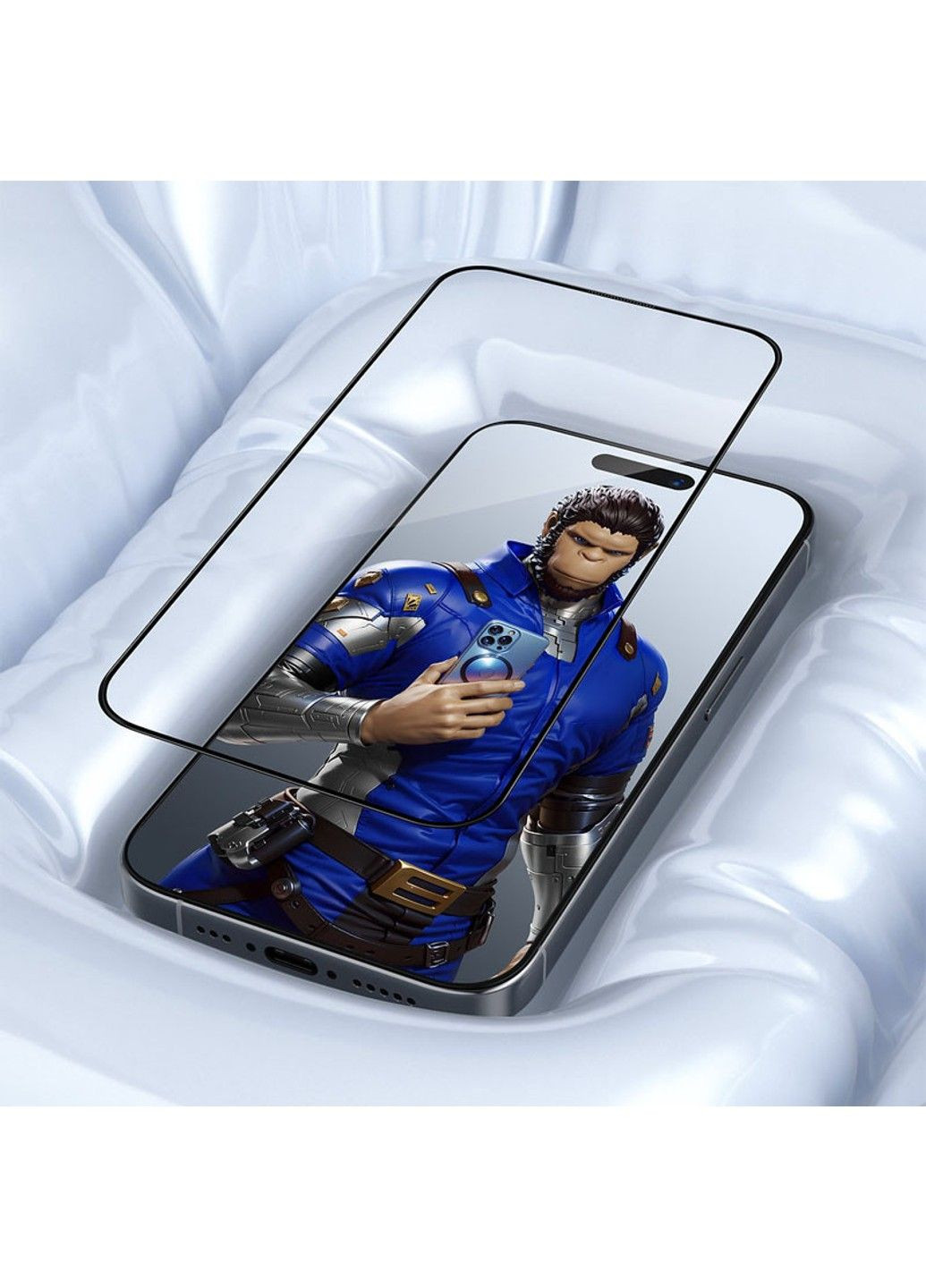 Защитное 3D стекло Invisible Airbag Anti-broken для Apple iPhone 14 Pro Max / 15 Plus (6.7") Blueo (293511485)