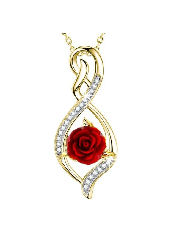 Цепочка с кулоном женская знак бесконечность и на нем роза серебристый Liresmina Jewelry (290664049)