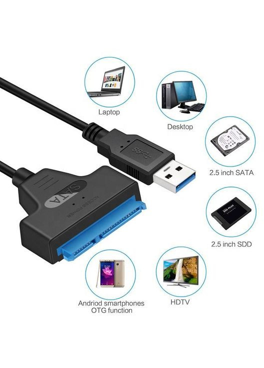Переходник SATA USB 3.0 для жесткого диска HDD, ноутбука, Android, телевизора с LED. No Brand (282704006)