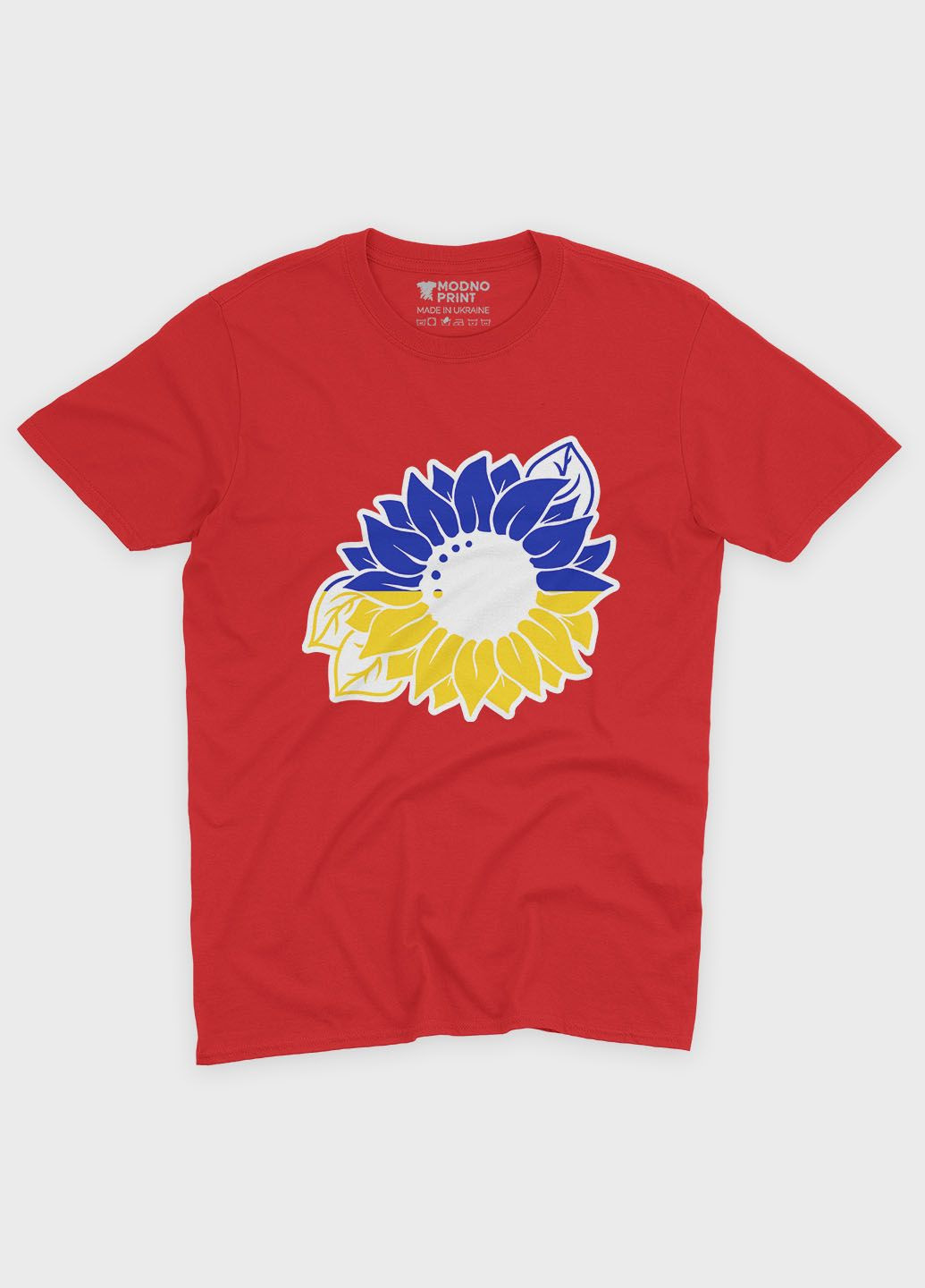 Червона демісезонна футболка для хлопчика з патріотичним принтом квіти (ts001-4-sre-005-1-111-b) Modno