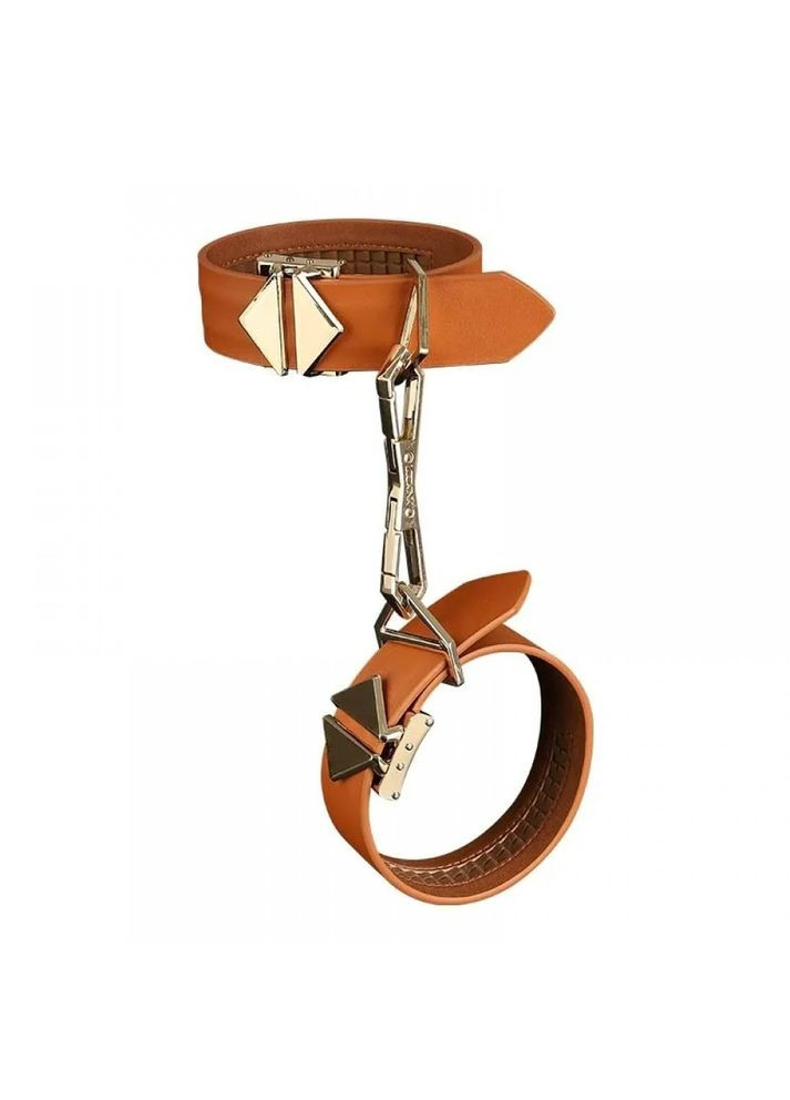 Набор наручники и ноги с крестовиной, натуральная кожа и металл, коричневый CherryLove Lockink (293293846)