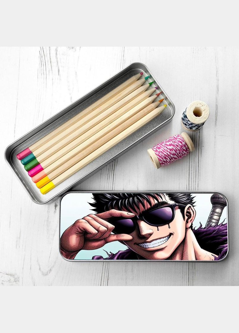 Органайзер для канцелярских принадлежностей металлический, кейс для мелочей Аниме Берсерк #010 7*18 см Silver No Brand (309152437)